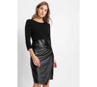 Etuikleid BONPRIX, Damen, Gr. 44/46 (L), N-Gr, schwarz, Jersey;Lederoptik (PU beschichtet), Obermaterial: 95% Polyester, 5% Elasthan. Beschichtung: 100% Polyurethan. Unterteil: 95% Polyester, 5% Elast