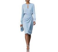 Etuikleid Damen Elegant Festliche Kleider Für Damen Hochzeit Cocktailkleid Knielang Vintage Kleid Hochzeitsgast Business Abendkleider Curvy Langarm Herbstkleid Rundhals Frühlingskleid
