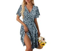 etuikleid Damen elegant für Hochzeit Damen Kleider T-Shirt Kleid für Frauen Shirtkleid Lässiges Strandkleid Tunikakleid Elegant Summer Dress Leicht und Luftig Freizeitkleider B Navy XXL