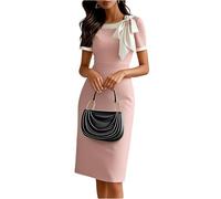 Etuikleid Damen Elegant Für Hochzeit Festliche Kleider Für Damen Midi A Linie Cocktailkleid Kurzarm Business Kleid Hochzeitsgast Midikleid Sommer Abendkleid Festlich Sommerkleid Frauen Party