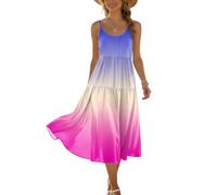 Etuikleid Damen Elegant Kleider Damen Elegant Rundhals Freizeitkleid Midi Lang Locker Ärmelloses Sommerkleider Casual Urlaub S B Hot Pink