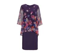 Etuikleid GOLDNER "Kleid mit floralem Chiffonüberwurf", Damen, Gr. 40, lila (amethyst, gemustert), Kleider Etuikleid (68351942-40) amethyst, gemustert