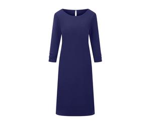 Etuikleid GOLDNER "Kurzgröße Jerseykleid mit Krepp-Qualität", Damen, Gr. 20, K-Gr, blau (royalblau), Obermaterial: 95% Polyester PES. 5% Elasthan EL., figurumspielend, Kleider Etuikleid, seitliche Nah