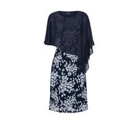 Etuikleid GOLDNER "Kurzgröße Kleid aus eleganter Spitze mit Chiffonüberwurf", Damen, Gr. 24, K-Gr, weiß (mitternachtsblau, weiß, geblümt), Obermaterial: 93% Polyamid PA. 7% Elasthan EL., festlich, nor