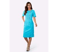 Etuikleid INSPIRATIONEN "Bengalin-Kleid", Damen, Gr. 44, Normalgrößen, türkis, 72% Viskose, 25% Polyamid, 3% Elasthan, unifarben, knielang, U-Boot-Ausschnitt, Kleider Etuikleid (84996345-44) türkis
