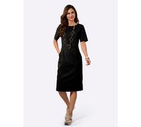 Etuikleid INSPIRATIONEN "Bengalin-Kleid", Damen, Gr. 52, Normalgrößen, schwarz, 72% Viskose, 25% Polyamid, 3% Elasthan, unifarben, knielang, U-Boot-Ausschnitt, Kleider Etuikleid (41482657-52) schwarz