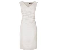 Etuikleid VERA MONT "Damen mit Raffung", Damen, Gr. 46, Normalgrößen, weiß (rohweiß), Satin, Obermaterial: 96% Polyester, 4% Elasthan; Futter: 100% Polyester, figurbetont kurz, V-Ausschnitt, Kleider E