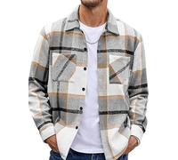 EUDOLAH Herren Flanellhemd Karo Langarm Button Down Freizeithemd Weiches Baumwollmischgewebe Lässiges Winterhemd Hemdjacke (M,Hellgrau Karo)
