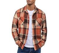 EUDOLAH Herren Flanellhemd Karo Langarm Button Down Freizeithemd Weiches Baumwollmischgewebe Lässiges Winterhemd Hemdjacke (4XL,Rot Orange Karo)