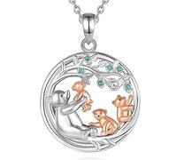 EUDORA Harmony Ball Bär Mutter Tochter Kette Damen 925 Sterling Silber Oma Mama Halskette Mama und 3 kleine Bären Anhänger Schmuck Muttertag Geschenk für Frauen Mutter Tochter Ehefrau, 45cm