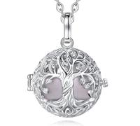 EUDORA Harmony Ball Bola Klangkugel Kette Schwangerschaft Schutzengel Anhänger für Damen, Baum des Lebens Engelsrufer Kette mit Anhänger Lebensbaum Schmuck Geschenke für Frauen, 114cm + 76cm