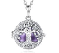 EUDORA Harmony Ball Bola Klangkugel Kette Schwangerschaft Schutzengel Anhänger für Damen, Baum des Lebens Engelsrufer Kette mit Anhänger Lebensbaum Schmuck Geschenke für Frauen, 114cm + 76cm