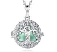 EUDORA Harmony Ball Bola Klangkugel Kette Schwangerschaft Schutzengel Anhänger für Damen, Baum des Lebens Engelsrufer Kette mit Anhänger Lebensbaum Schmuck Geschenke für Frauen, 114cm + 76cm