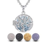 EUDORA Harmony Ball Halsketten für Frauen Aromatherapie Kette Damen Anhänger Aroma Oel Diffuser Charme Schmuck Geschenk Natürlicher Lavastein Perlen Kette 5 PCS，24"