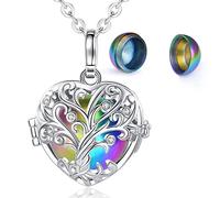 EUDORA Harmony Ball Herz Baum des Lebens Asche Urnen Kette für Damen, Einäscherung Schmuck Memorial Urn die Asche des Hund Katze Mutter Oma, Andenken Beerdigung Medaillon Anhänger, 61cm