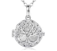 EUDORA Harmony Ball Lebensbaum Klangkugel Kette Schwangerschaft Schutzengel Anhänger für Damen, Mexiko Bola Musik Halskette Engelsrufer Kette mit Anhänger Schmuck Geschenke für Frauen, 114cm + 76cm