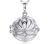 EUDORA Harmony Ball Lotus Anhänger, Bola Klangkugel Schwangerschaft, Engel Anrufer Halskette Schmuck Geschenk für Mädchen Mutter Schwester Tochter Frauen Lehrer, (76,2cm, 20mm)