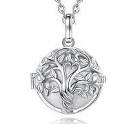 EUDORA Harmony Ball Mexiko Bola Klangkugel Kette Schwangerschaft Schutzengel Anhänger für Damen, Lebensbaum Halskette Engelsrufer Kette mit Anhänger Schmuck Geschenke für Damen Mutter, 114cm + 76cm