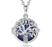 EUDORA Harmony Ball Mexiko Bola Klangkugel Kette Schwangerschaft Schutzengel Anhänger für Damen, Lebensbaum Halskette Engelsrufer Kette mit Anhänger Schmuck Geschenke für Damen Mutter, 114cm + 76cm