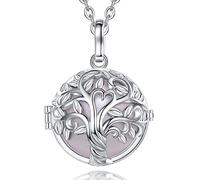 EUDORA Harmony Ball Mexiko Bola Klangkugel Kette Schwangerschaft Schutzengel Anhänger für Damen, Lebensbaum Halskette Engelsrufer Kette mit Anhänger Schmuck Geschenke für Damen Mutter, 114cm + 76cm