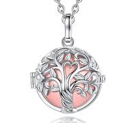 EUDORA Harmony Ball Mexiko Bola Klangkugel Kette Schwangerschaft Schutzengel Anhänger für Damen, Lebensbaum Halskette Engelsrufer Kette mit Anhänger Schmuck Geschenke für Damen Mutter, 114cm + 76cm
