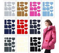 EUDUQ 10 Blatt Daunenjacke Flicken Reparaturset,110 Stück Nylon Flicken selbstklebend Stoff,Mehrere Farben Daunenjacke Patches Reparatur für Jacken,Elte,Oberbekleidung,Schlafsack