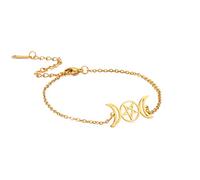 EUEAVAN Dreifach Mond Göttin Pentagramm Stern Armband Amulett Pentagramm Religion Armreif Edelstahl Schmuck Symbol Witchcraft Geschenke für Frauen Mädchen (gold)