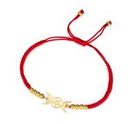 EUEAVAN Dreifach Mond Göttin Pentagramm Stern Wachsfaden Armband Amulett Pentagramm Religion Armreif Edelstahl Schmuck Symbol Witchcraft Geschenke für Frauen (rot 2)
