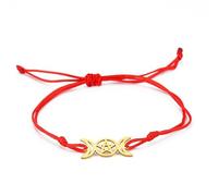 EUEAVAN Dreifach Mond Göttin Pentagramm Stern Wachsfaden Armband Amulett Pentagramm Religion Armreif Edelstahl Schmuck Symbol Witchcraft Geschenke für Frauen (red)
