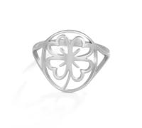 EUEAVAN Grüner Kleeblatt-Ring Glücksbringer Vierblättriger Kleeblatt-Ring Keltischer Knoten Freundschaftsschmuck St. Patrick's Day Accessoires Irisches Geschenk für Frauen (silber, 11(US))