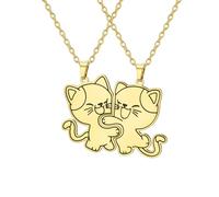 EUEAVAN Katzen-Freundschaftsketten BBF BFF Beste Freundin Kitty Passendes Puzzle Paare Anhänger Niedliches Muster Schmuck Fernbeziehung Beste Freundin Geschenk 2 Stück (gold)