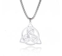 EUEAVAN Keltischer Knoten triskelion Halskette Triple Spiral Triskele Halskette Trinity Knot Triquetra Anhänger Irischer Schutz Amulett Pagan Wiccan Schmuck Geschenk für Frauen Männer (silber)