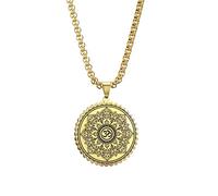 EUEAVAN Mandala Om Aum Ohm Herren Halskette Sanskrit Symbol Om Aum Ohm Spirituelles Amulett Indisches Lotus Mandala Yoga Anhänger Religiöser Schmuck Herren (gold)