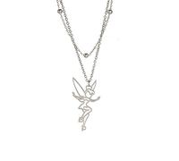 EUEAVAN Prinzessin Wendy Tinkerbell Anhänger Halskette Fee Pixie Angel Trendy Exquisite Magische Tänzerin Ballett Halskette Schmuck Märchen Zitat Mädchen Frauen Jugendliche, 15-40.64 cm, Edelstahl