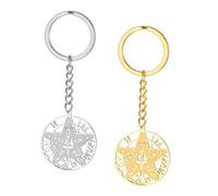 EUEAVAN Tetragrammaton-Schlüsselanhänger für Männer YHVH YHWH Jehova Pentagramm-Schlüsselanhänger Pentagramm Yeshua Hebräische Namen Gottes Amulett-Schmuck (silber+gold)