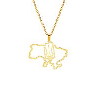 EUEAVAN Ukraine Karte Anhänger Halskette Ukraine Symbol Dreizack Wappen Patriotisches Geschenk Ukraine Souvenir Patriotischer Schmuck für Frauen, Edelstahl, Kein Edelstein