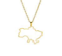 EUEAVAN Ukraine Karte Halskette - Anhänger Mit Dreizack Wappen - Patriotisches Geschenk Souvenir Schmuck für Frauen - Edelstahl