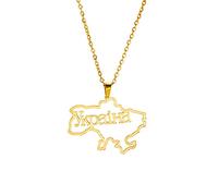 EUEAVAN Ukraine Karte Halskette - Dreizack Wappen Anhänger - Patriotisches Geschenk Souvenir Schmuck für Frauen - Edelstahl