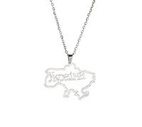 EUEAVAN Ukraine Karte Halskette - Dreizack Wappen Anhänger - Patriotisches Geschenk Souvenir Schmuck für Frauen - Edelstahl