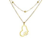 EUEAVAN Vierblättriges Kleeblatt-Halskette Grüner Kleeblatt-Herz-Anhänger Glücksbringer-Freundschaftsschmuck mit keltischem Knoten St. Patrick's Day-Accessoires Irisches Geschenk (Gold beschichtet 1)