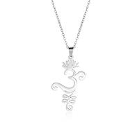 EUEAVAN Yoga Lotus Aum Om Ohm Sanskrit Symbole Halskette Ohrringe für Frauen Yoga Anhänger Atem Symbole Amulett Spiritueller Schmuck Geschenk für Yoga-Liebhaber (om halskette silber)