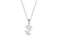 EUEAVAN Yoga Lotus Aum Om Ohm Sanskrit Symbole Halskette Ohrringe für Frauen Yoga Anhänger Atem Symbole Amulett Spiritueller Schmuck Geschenk für Yoga-Liebhaber (Lotus OM Halskette silber)