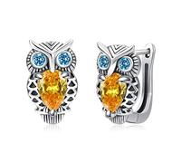 Eule Creolen Ohrringe Mädchen 925 Sterling Silber Eule Ohrringe mit Zirkonia Creolen Klappcreolen Tier Schmuck für Damen Mädchen Kinder