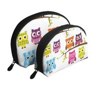Eulen auf Ästen, Shell Make-up Tasche Frauen Aufbewahrungstasche kleine Geldbörse Kulturbeutel Kosmetiktasche 2 PCS