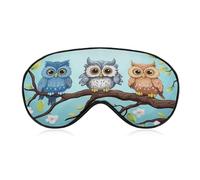 Eulen auf einem Ast Schlafmaske Augenmasken für Schlaf Schlafmaske Schlafmasken für Damen Herren Schlafmaske Verdunkelung Verstellbare Schlafmaske Reise Augenmaske Seitenschläfer Augenmaske