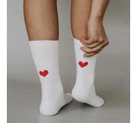 Eulenschnitt Socken, weiß, Herz rot, Größe M, soc-080-ve