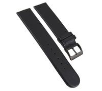 Eulit Kalb Uhrenarmband schwarz Nubukleder glatt flach gleichlaufend