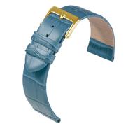 Eulit Rainbow Uhrenarmband Kalbsleder hellblau Krokoprägung flach