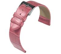 Eulit Rainbow Uhrenarmband Kalbsleder rosa Krokoprägung flach