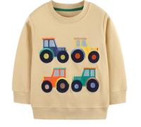 EULLA Kinder Jungen Pullover Sweatshirt Langarm Baumwolle Dinosaurier Bagger Traktor Planeten Winter Oberteile 1-7 Jahre 92 98 104 110 116 122